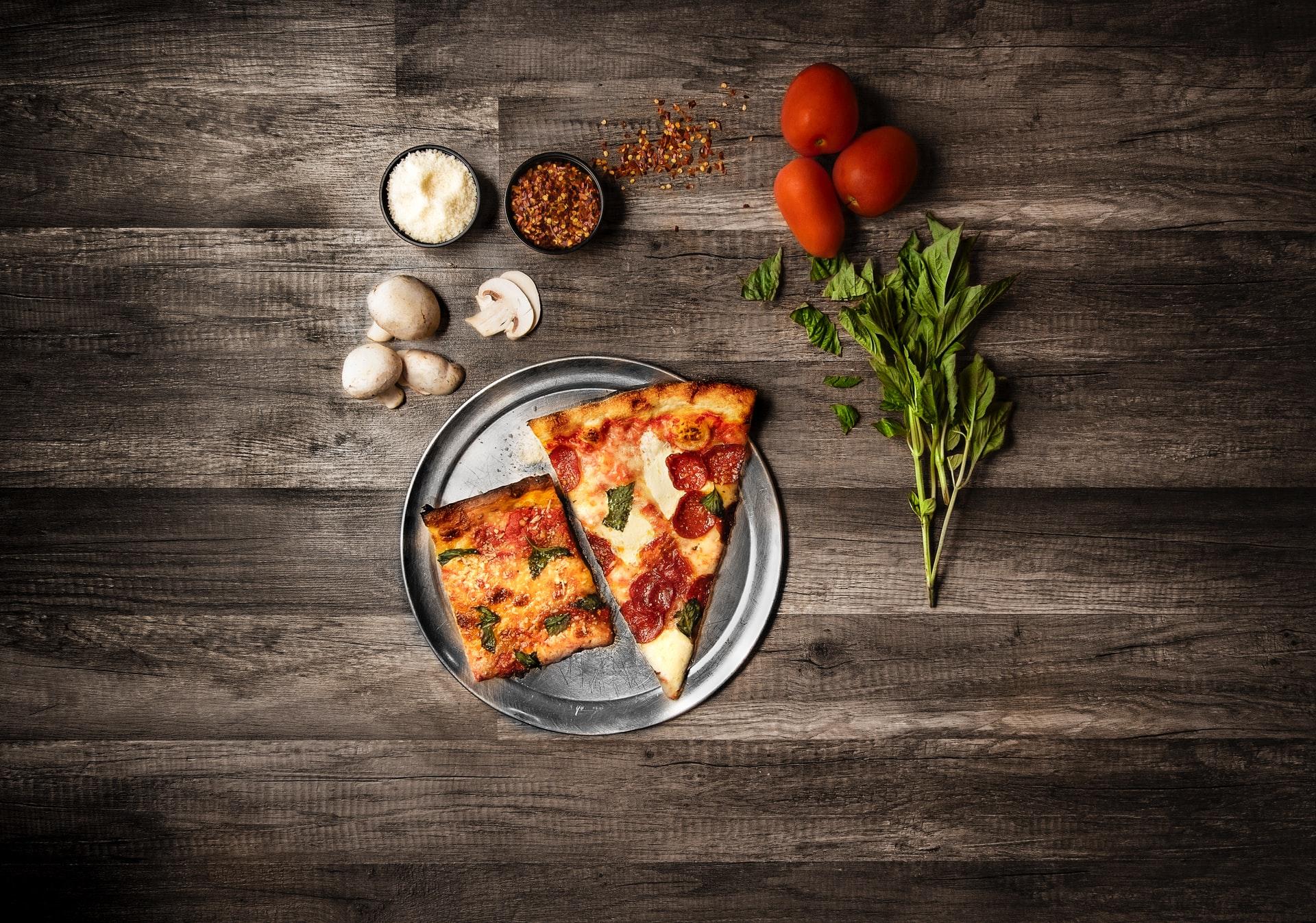 Pizza on a table